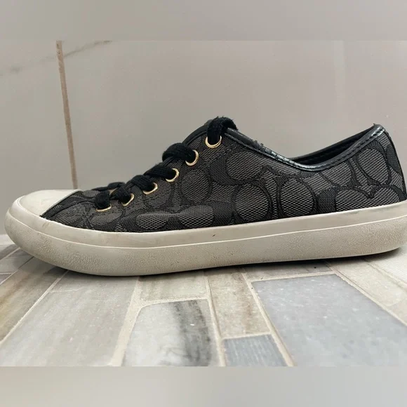 Coach Black and White Sneakers with Signature Pattern - Picture 2 of 13